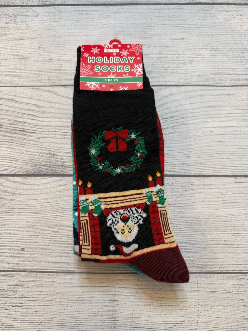 3-Pack - Black Christmas Winter Design Socks